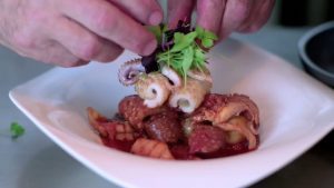  Slow cooked squid and chorizo stew