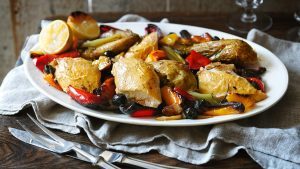 Italian roast chicken with peppers and olives