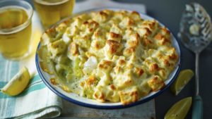 Mary's fish pie with soufflé topping