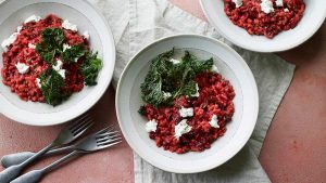 Beetroot and goats’ cheese risotto