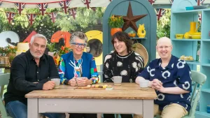 Judges and Presenters of the great celebrity bake off for stand up to cancer
