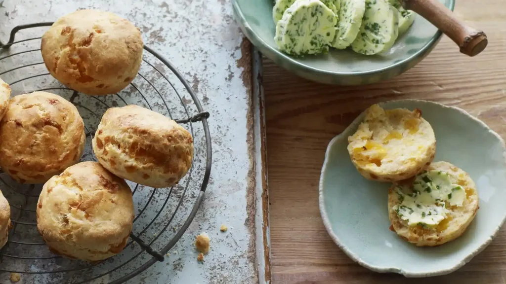 Cheese scones with chive butter
