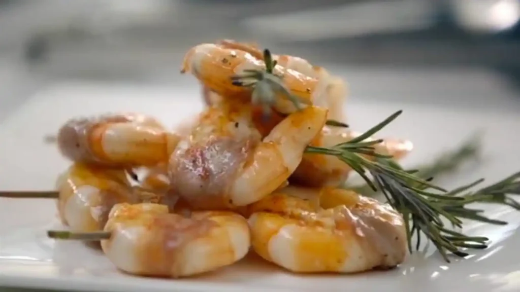 Prawn, prosciutto and rosemary skewers